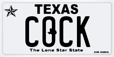 TX license plate COCK