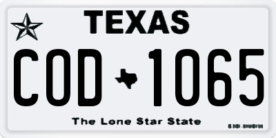 TX license plate COD1065