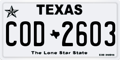 TX license plate COD2603