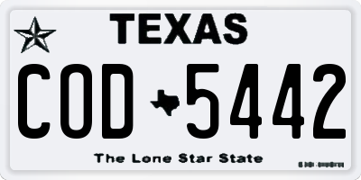 TX license plate COD5442