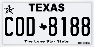 TX license plate COD8188