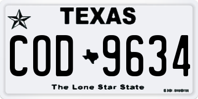 TX license plate COD9634
