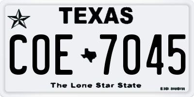 TX license plate COE7045