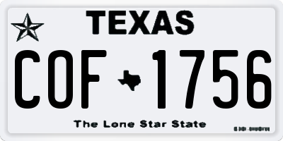 TX license plate COF1756