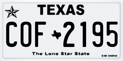 TX license plate COF2195