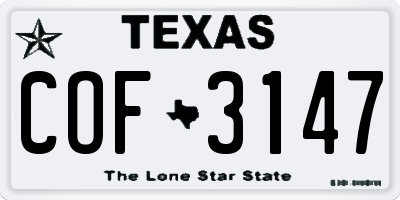 TX license plate COF3147
