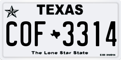 TX license plate COF3314