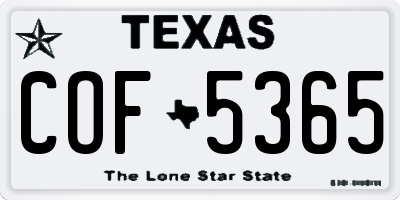 TX license plate COF5365