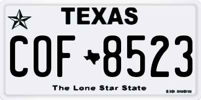 TX license plate COF8523