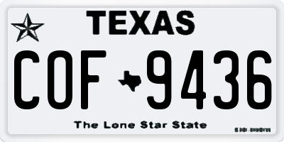 TX license plate COF9436