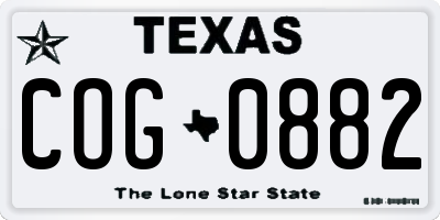 TX license plate COG0882