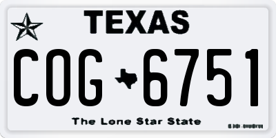 TX license plate COG6751