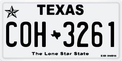 TX license plate COH3261