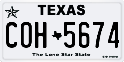 TX license plate COH5674