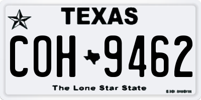TX license plate COH9462