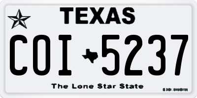 TX license plate COI5237