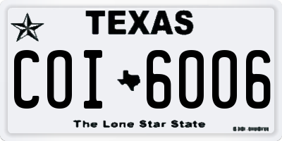 TX license plate COI6006
