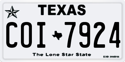 TX license plate COI7924
