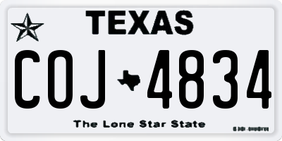TX license plate COJ4834