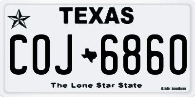 TX license plate COJ6860