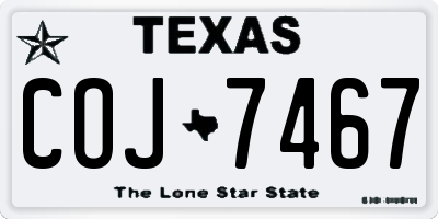 TX license plate COJ7467