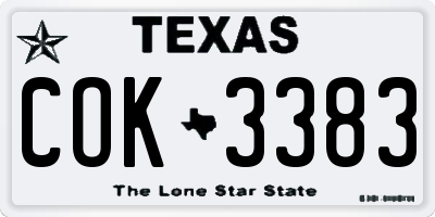 TX license plate COK3383