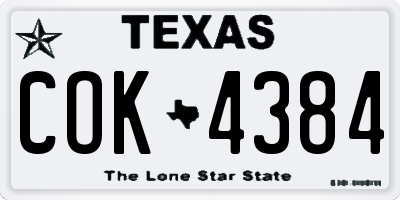TX license plate COK4384