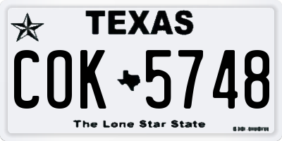 TX license plate COK5748