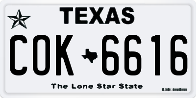 TX license plate COK6616