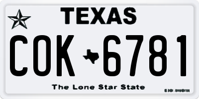 TX license plate COK6781