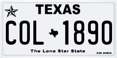 TX license plate COL1890