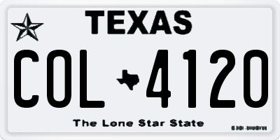 TX license plate COL4120
