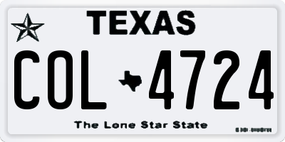 TX license plate COL4724