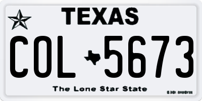 TX license plate COL5673