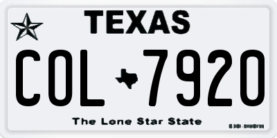 TX license plate COL7920