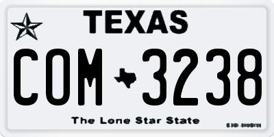 TX license plate COM3238
