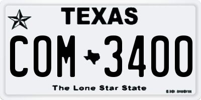 TX license plate COM3400