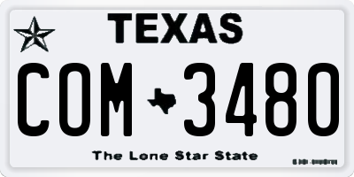 TX license plate COM3480