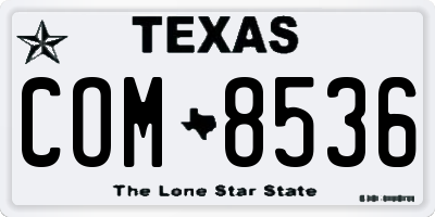 TX license plate COM8536