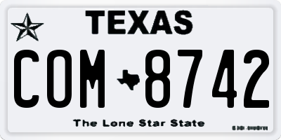 TX license plate COM8742
