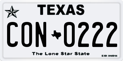 TX license plate CON0222