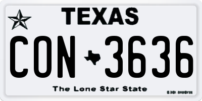TX license plate CON3636