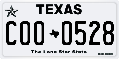 TX license plate COO0528