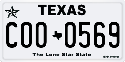 TX license plate COO0569