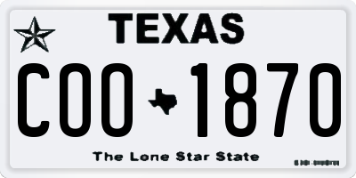 TX license plate COO1870