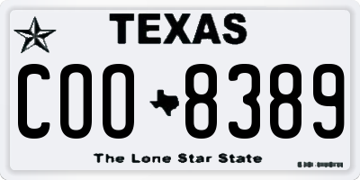 TX license plate COO8389