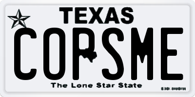 TX license plate COPSME