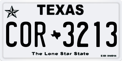 TX license plate COR3213