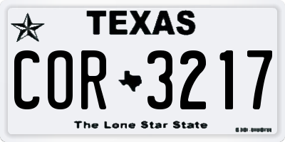 TX license plate COR3217