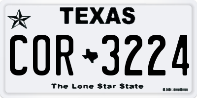 TX license plate COR3224